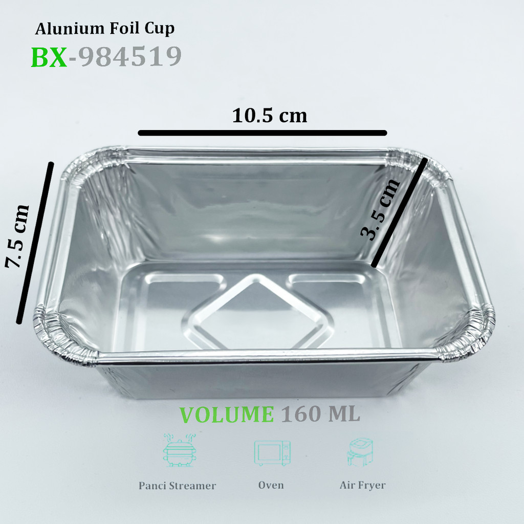 Alumunium Foil Tray Cup BX984519 Bolu Mini Macaroni Schotel Klapertart Brownies Spaghetti Brulee