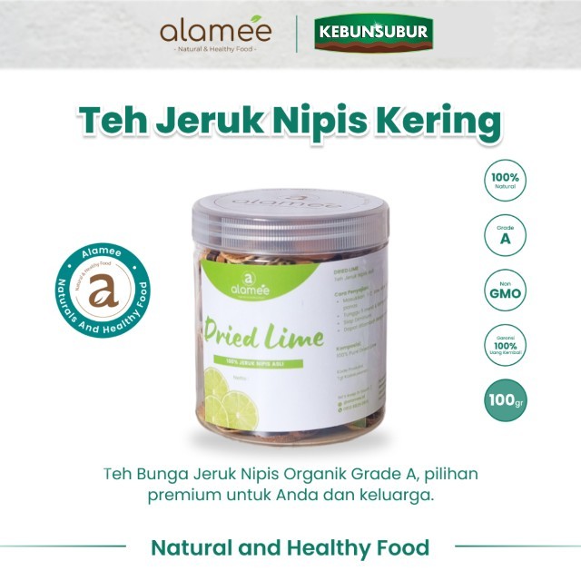 

ALAMEE Dried Lime Slice Tea Jeruk Nipis Kering Teh Herbal Buah Iris Organik Premium 100gr kebunsubur
