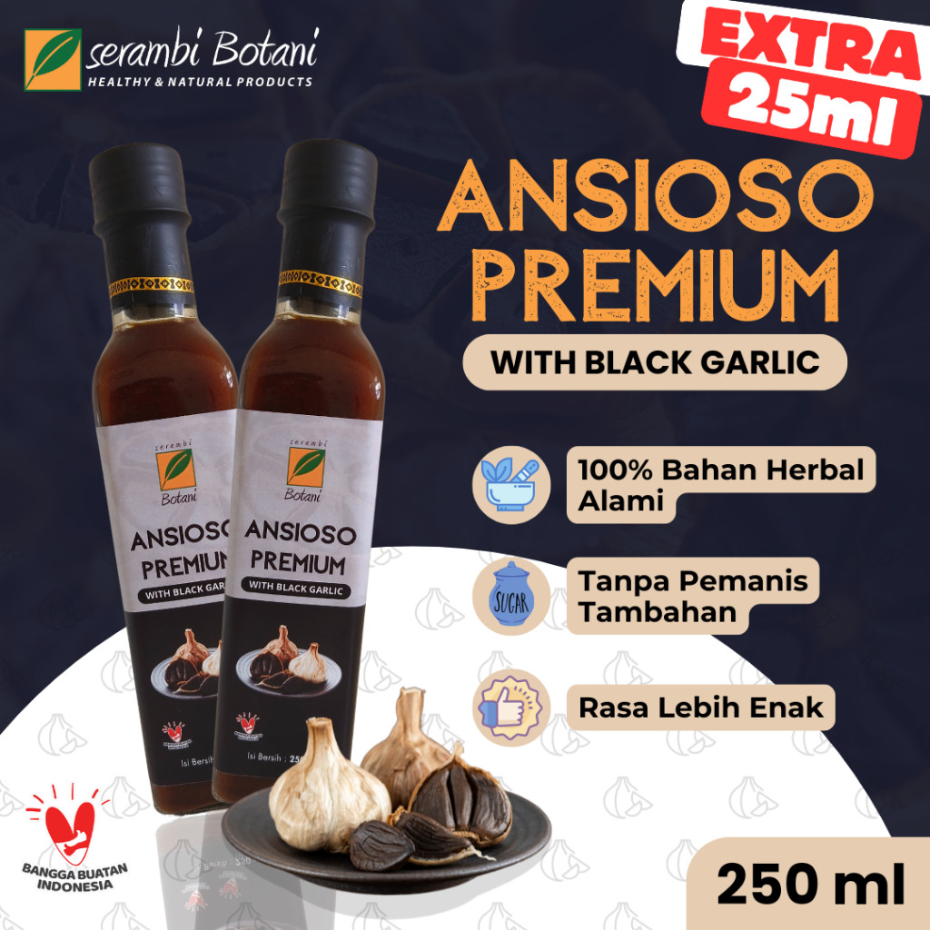 

Jus Bawang Hitam Kating Cuka Apel Jahe Merah Lemon ANSIOSO PREMIUM 250ML