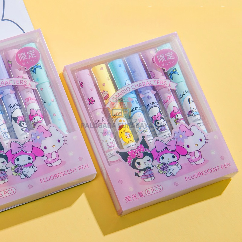 

⭐ PGS ⭐ Stabilo Highlighter Pen Warna Warni Karakter Sanrio Isi 6 pcs