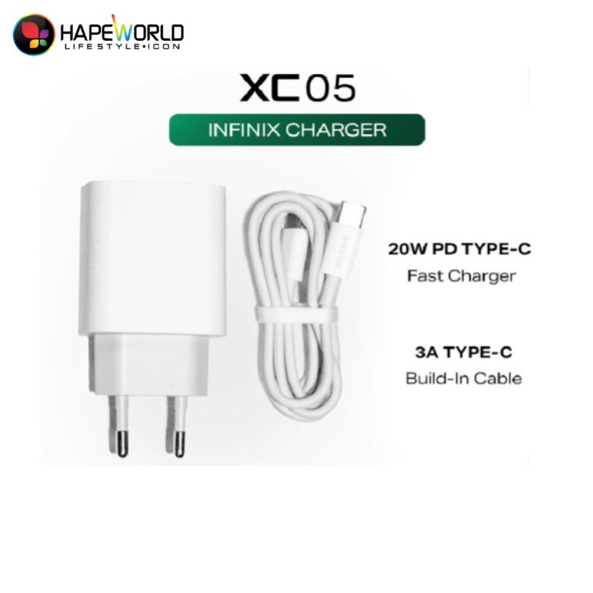 Infinix XC05 Charger Kit - 20W Fast Charging Adaptor with 3A Type-C to C Cable - GARANSI RESMI
