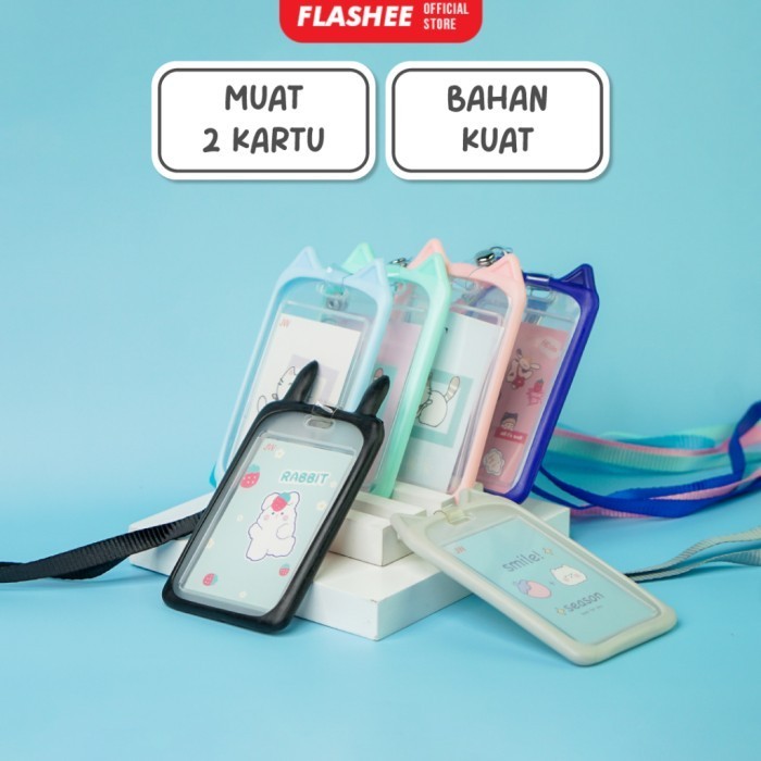 

ID Card Gantungan Kartu Motif Kuping Kelinci Lanyard Transparan