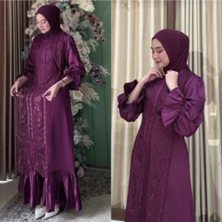 SNOWY DRESS SILK MIX TILLE BRUKAT GAUN KONDANGAN BUSUI FRIENDLY | SONYA DRESS TILLE GAMIS REMAJA MAX