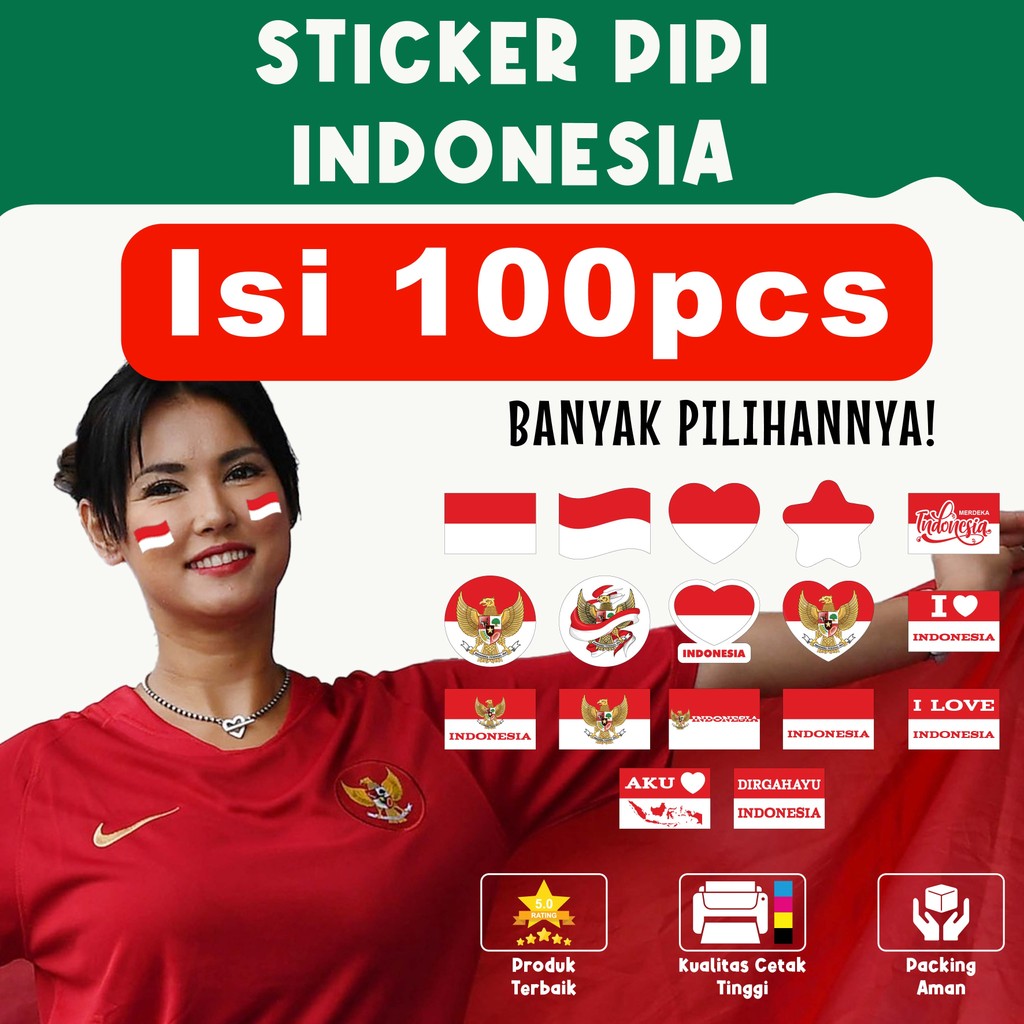 

Sticker Bendera Pipi INDONESIA isi 100pcs Kemerdekaan 17 Agustus Agustusan – Desain Nasionalis, Material Berkualitas