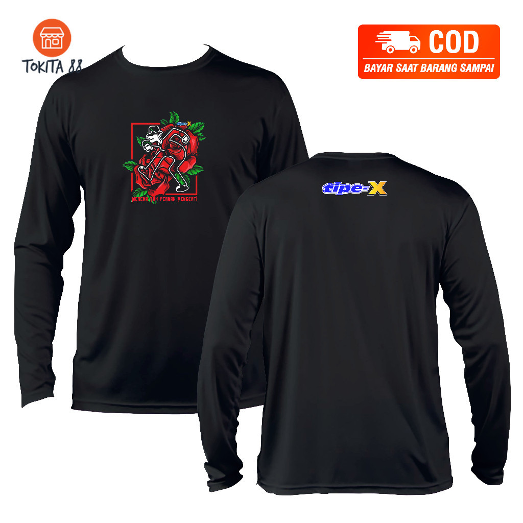 Kaos Distro TIPE-X Mawar Merah T-shirt Tipe-X Premium Baju Band SKA Distro Pria Katun Combed