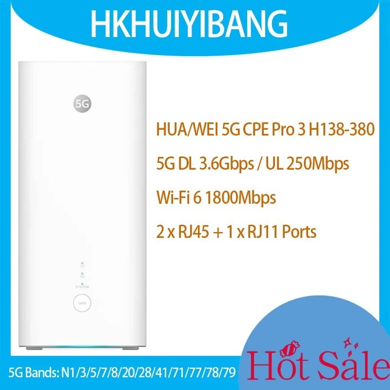 Unlocked GHTelcom HUA WEI 5G CPE Pro 3 H138-380 WiFi 6 Router 5G 4G LTE Cat19 Gigabit Modem