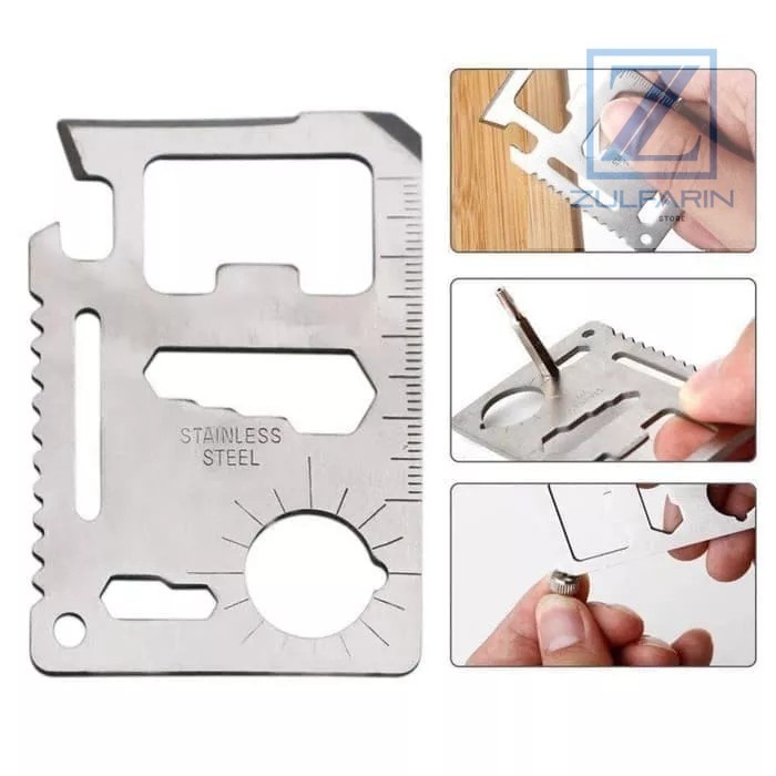 BHZ Kartu 11 Fungsi kunci pas stainless steel Survival Kit Tool Card