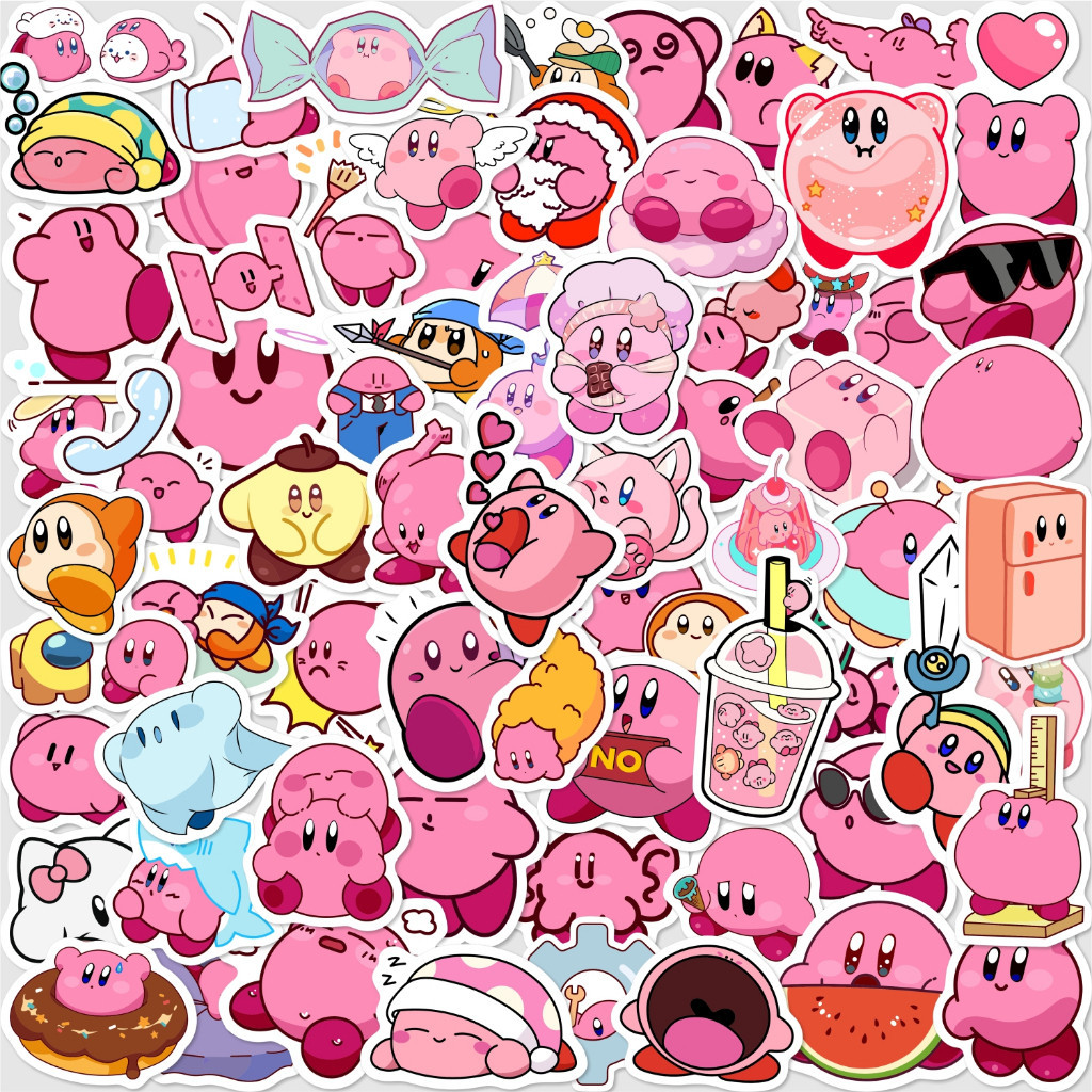 

70 Pcs Sticker Pack Aeshtetic Anime Kartun Kirby Utuk Tumbler Case HP Laptop Helm Anti Air