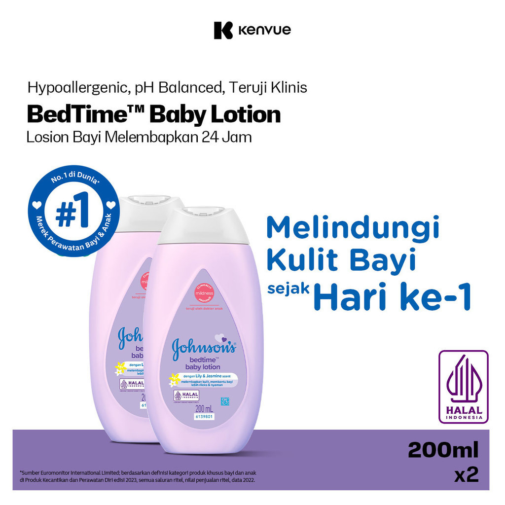 JOHNSON'S Bedtime Baby Lotion - Losion Bayi 200ml - Isi 2