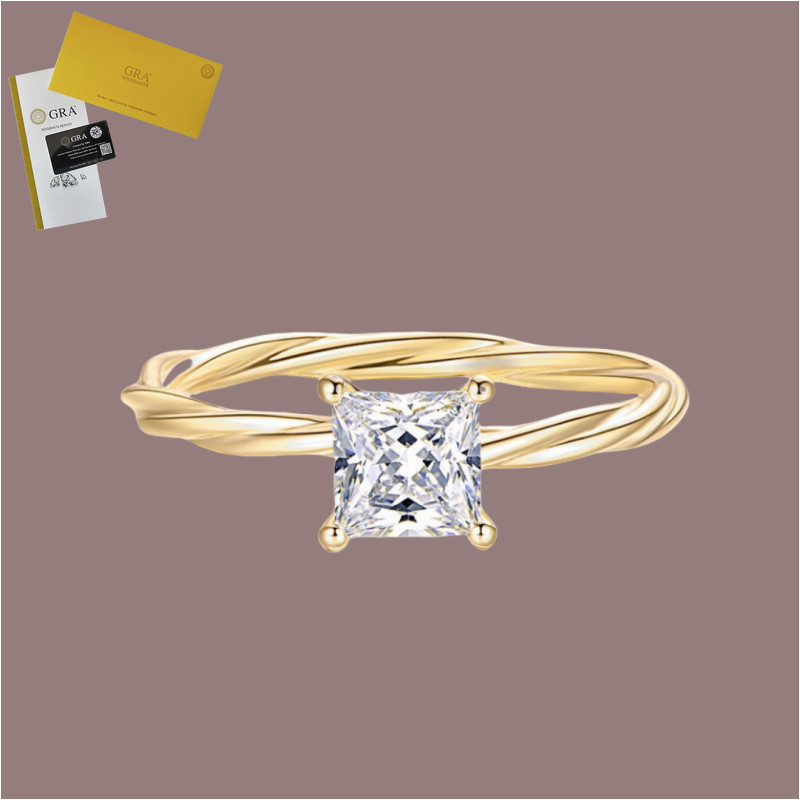 Termasuk Sertifikat GRA Cincin Wanita Moissanite 18 Karat 0.5