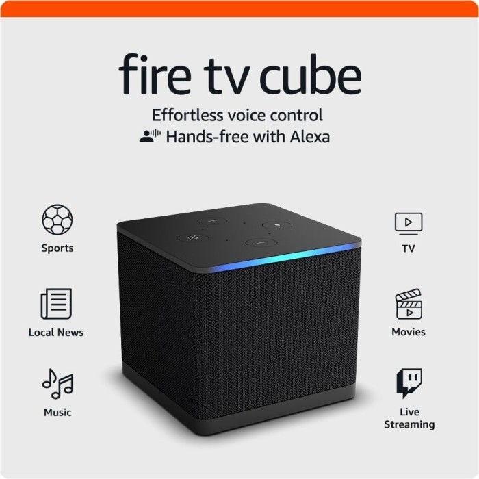 Amazon Fire TV Cube, Hands-free 4K ultra HD streaming with Alexa, free and live TV, smart home contr