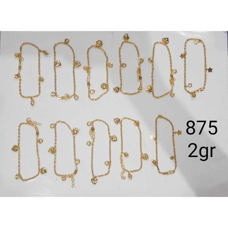 gelang emas asli kadar 875 model fancy hati cristal terbaru