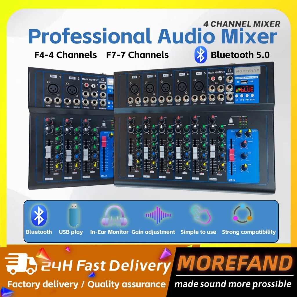 F4/7/RE403-BT mixer audio ashley mixer bekas murah  Audio MIXER USB/Electro Bluetooth 4 Channel mendukung penyetelan mobil 12V Catu daya seluler Kartu suara komputer  ponsel USB Bluetooth Mencampur