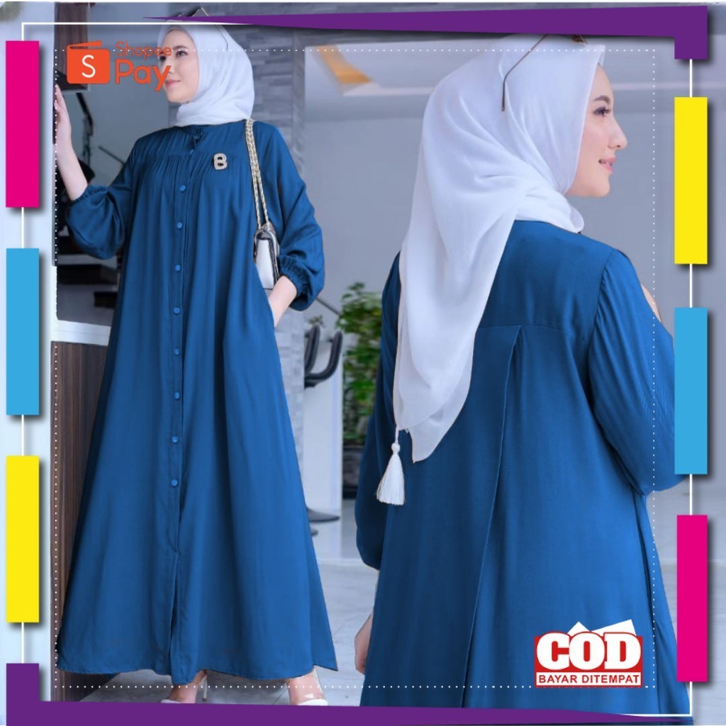 PREMIUM BERKUALITAS // gamis crinkle model baru GAURI Maxi dress baju gamis terbaru viral kekinian d