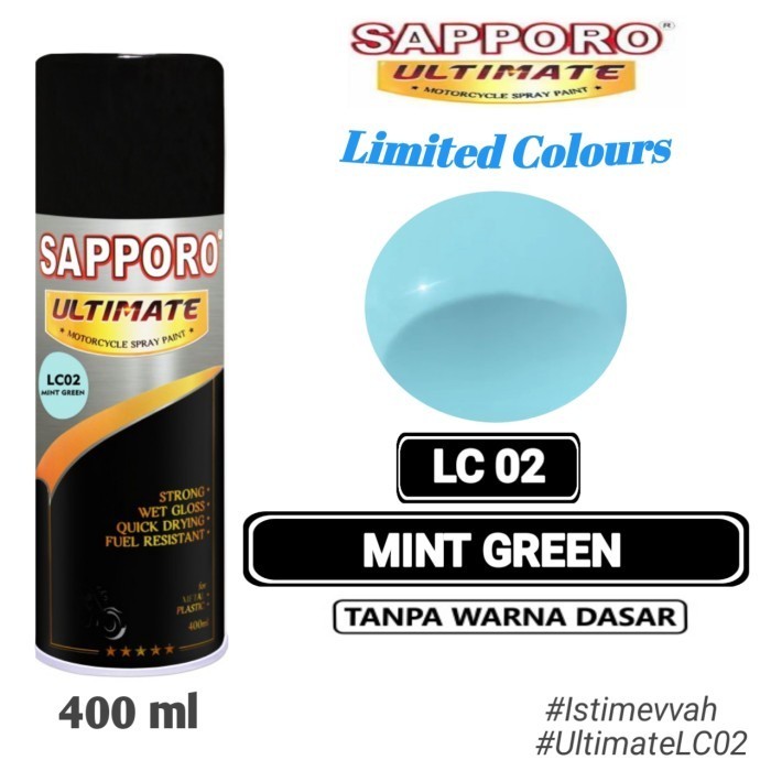 

SAPPORO ULTIMATE LC02 MINT GREEN 400ml Cat Semprot Pylok Pilok Pylox