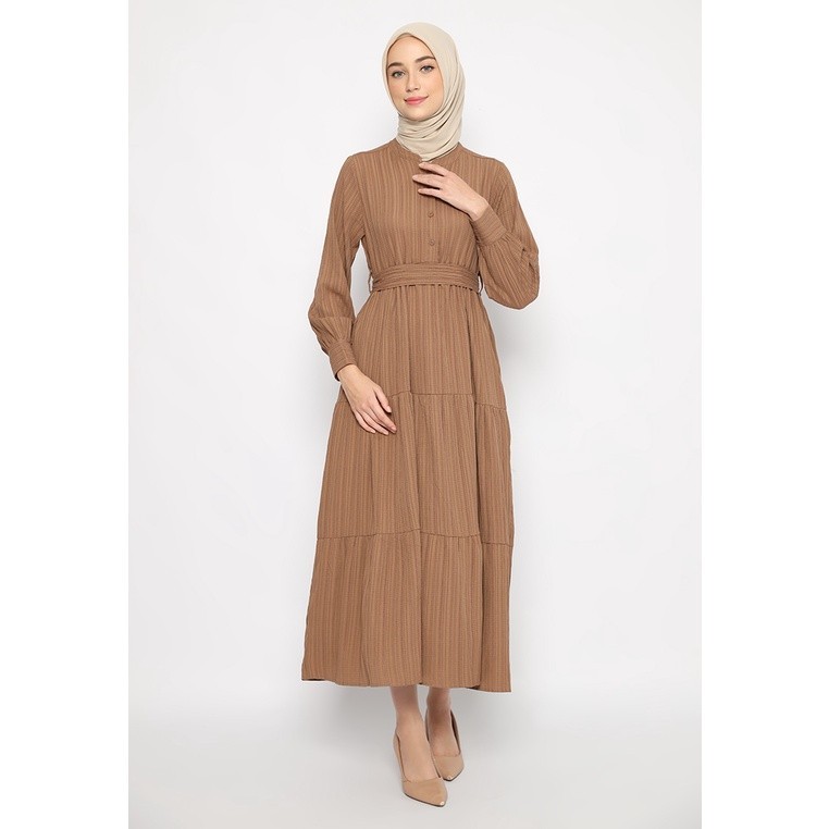 FLASH SALE Gamis Wanita Busui Syar'i By Hassenda - Khairunnisa Mocha Beige terbaru 2023 Lebaran