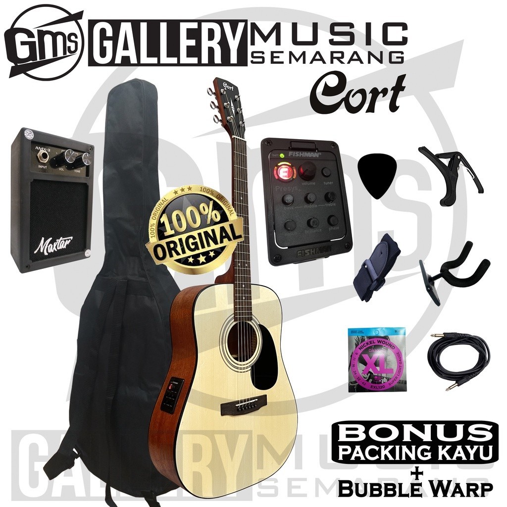 ORIGINAL Gitar Akustik Elektrik Cort AD810 OP Original Preamp Equalizer Tuner Fishman GMS000509