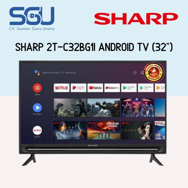 Sharp Android TV Smart 32 Inch Digital 2T-C32BG1i / 32BG1 32"