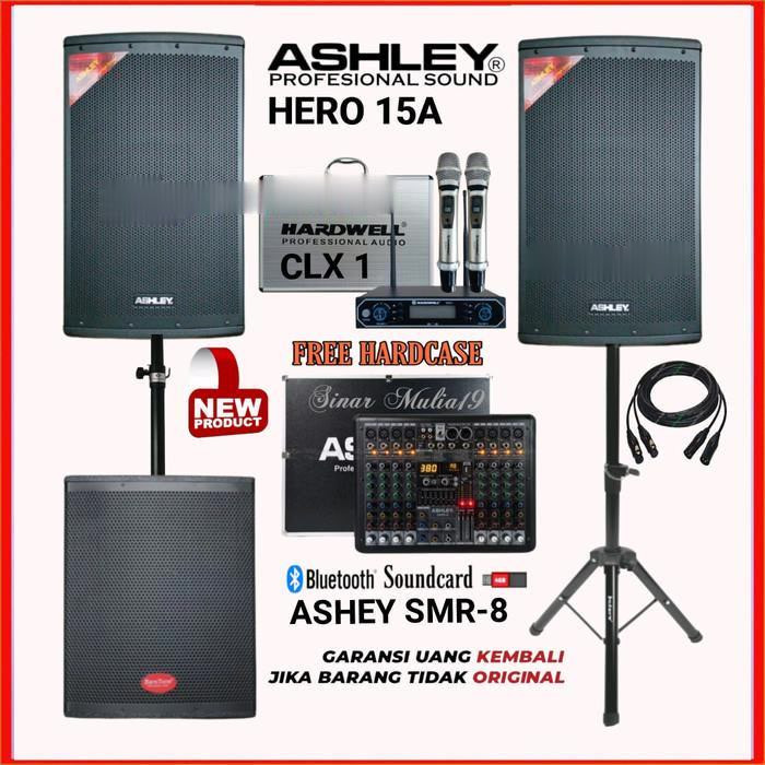 Paket Karaoke Speaker Ashley Hero 15 A / Sub BareTone SW 15 / Mic ClX 1 Original