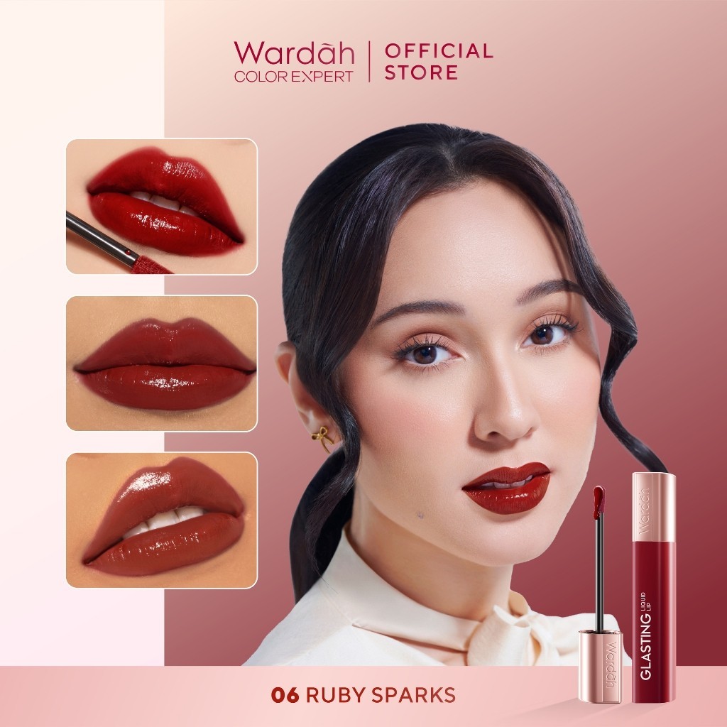 WARDAH Glasting Liquid Lip 06 Ruby Sparks 3.5 gr