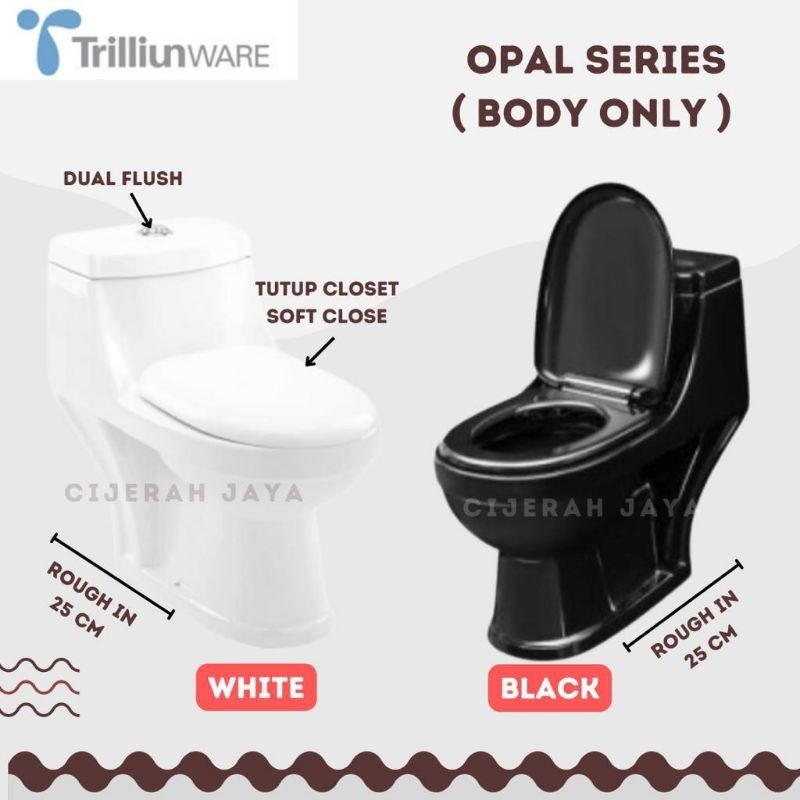 KLOSET DUDUK TRILLIUN OPAL ONE PIECE MONOBLOK CLOSET DUDUK TRILLIUN OPAL BLACK WASHDOWN PREMIUM