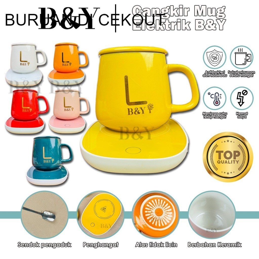 Gelas Keramik Elektrik / Mug Dengan Tatakan Pemanas Elektrik / Set Gelas Keramik Dengan Pemanas Elek