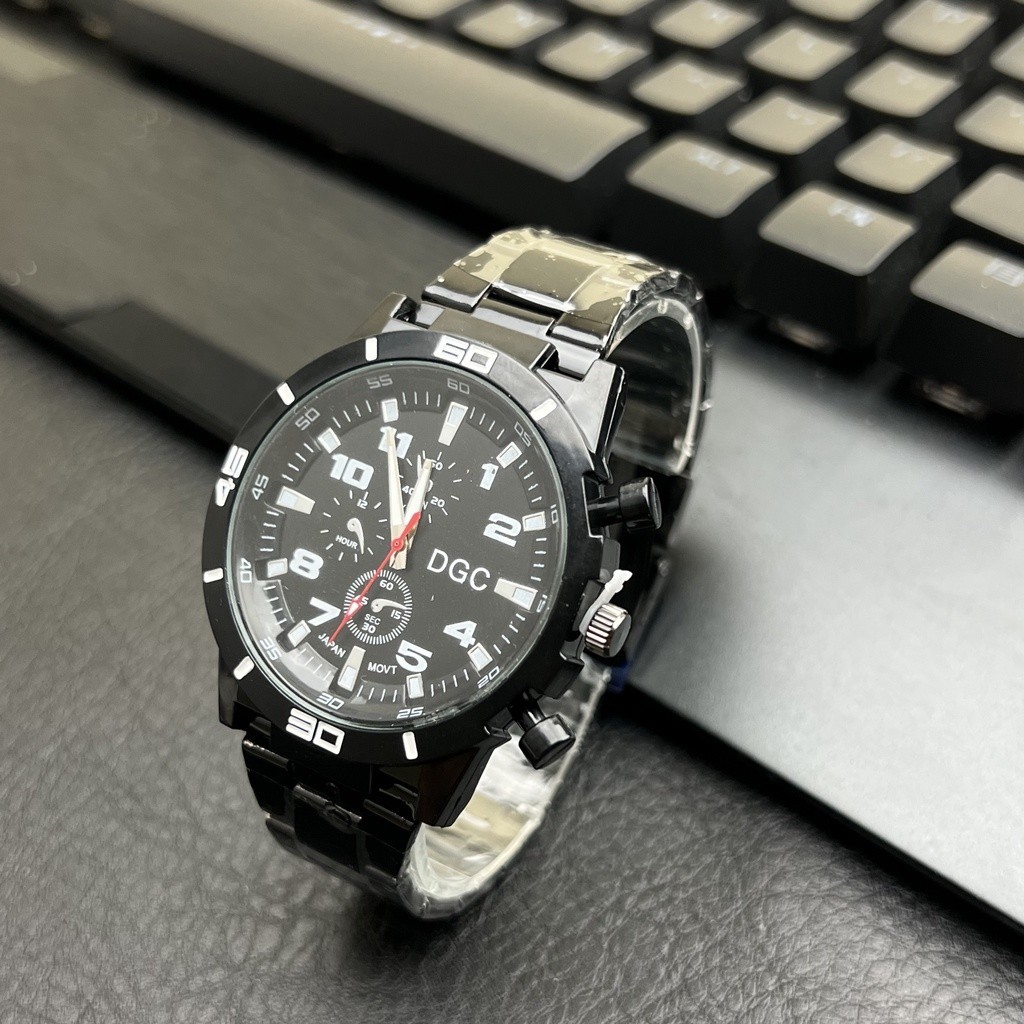 PRODUK TERBARU # DGC JAM TANGAN PRIA STAINLESS RANTAI KRISTAS PRENIUMk JAM TANGAN MURAH M169