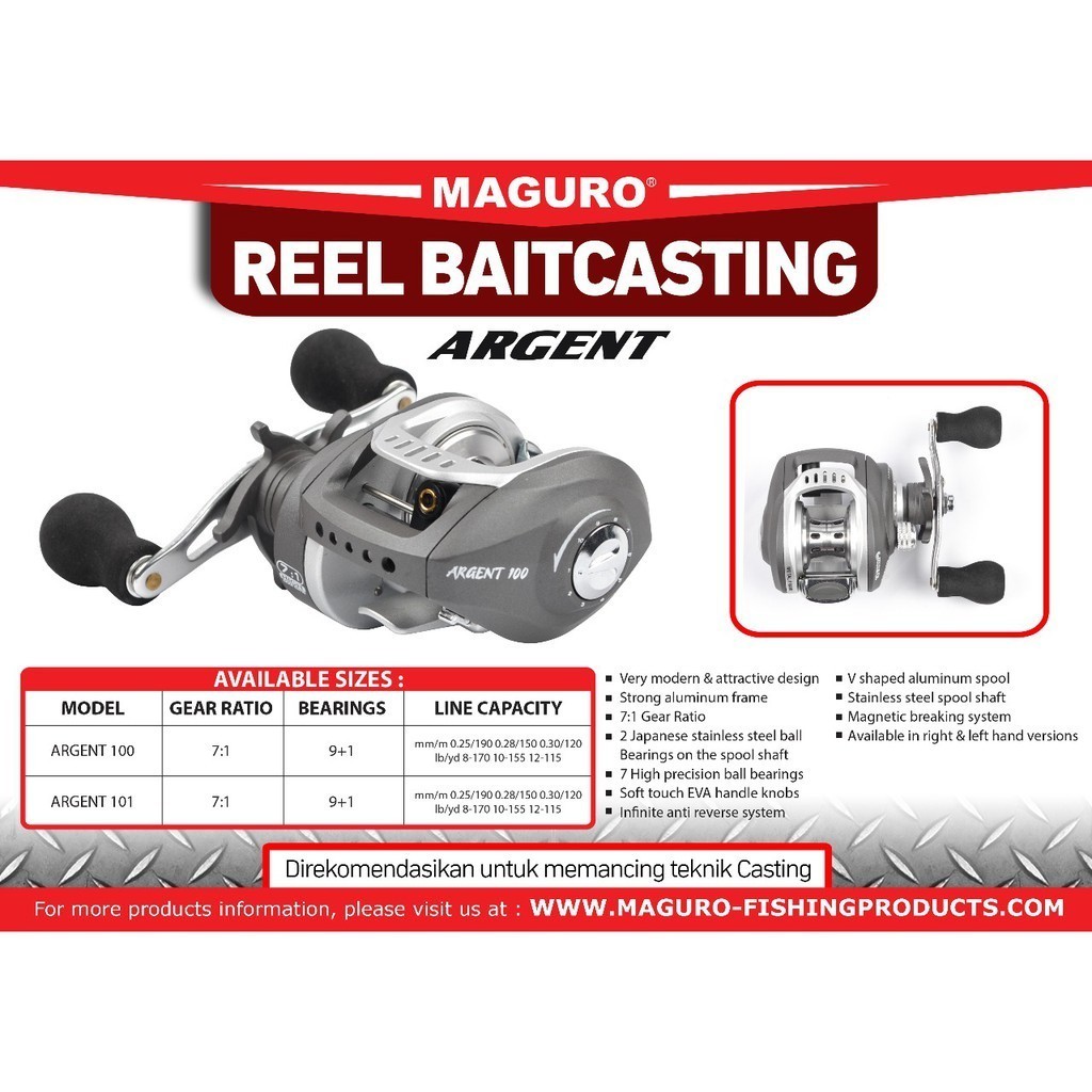 Reel BC Maguro Argent 100 | 101 | Handle Kiri / Kanan