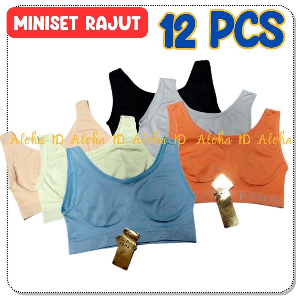 12 PCS Miniset Bra Rajut Remaja Dewasa Fema Grosir Aloha ID