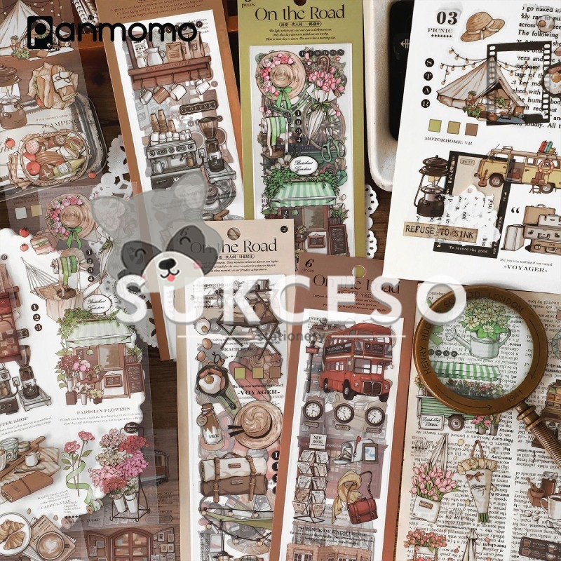 

On The Road European Style Sticker Deco Diary Stiker Hiasan Jurnal PET Anti Air