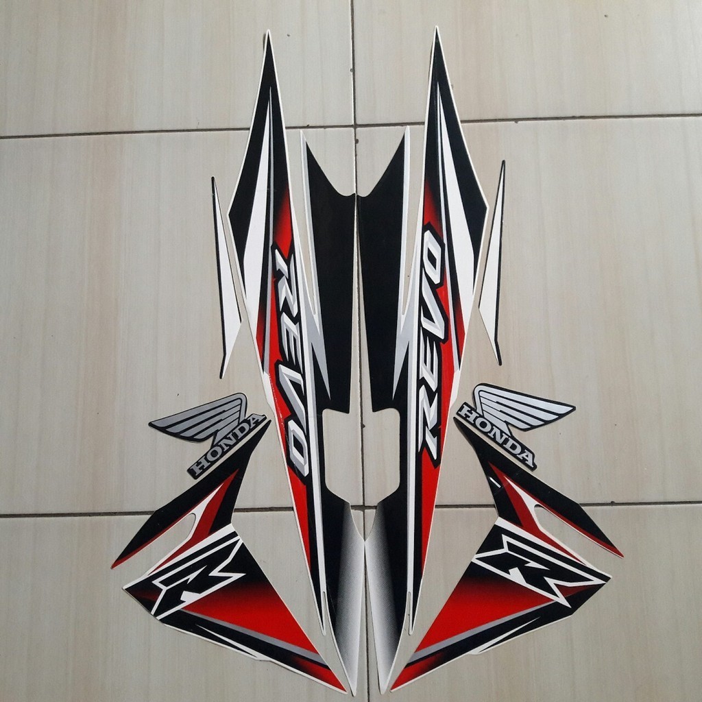 STIKER STICKER STRIPING LES LIS BODY MOTOR HONDA REVO LAMA TAHUN 2008 WARNA MERAH