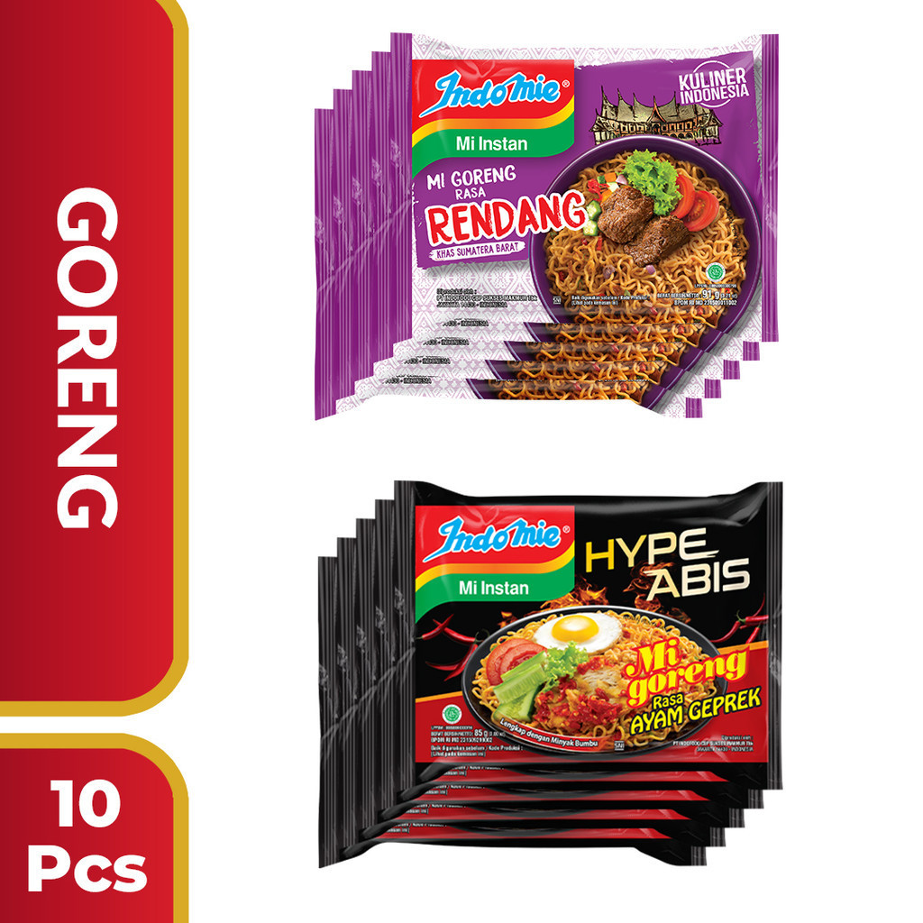 

10 Pcs Indomie Bundle Goreng - Rendang 91 Gr & Ayam Geprek 85 Gr