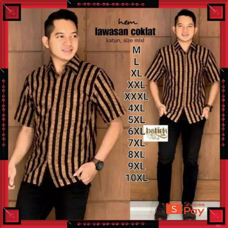 KAIN ADEM LEMBUT HALUS TEBAL / Kemeja Batik Pria Lengan Pendek Kemeja Batik Lurik size jumbo