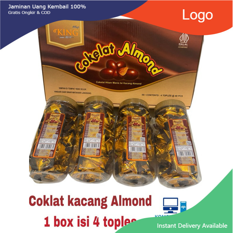 

coklat almond - 1 karton coklat almond isi 4 toples d’king