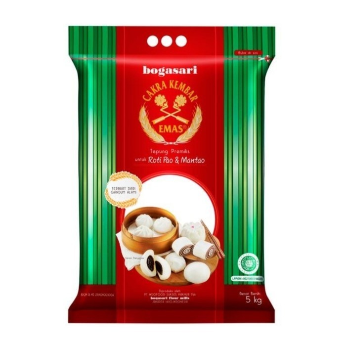 

[[ K23 - BEST SELLER ]] TEPUNG TERIGU CAKRA KEMBAR EMAS PAO DAN MANTAO 5 KG - 1 pcs