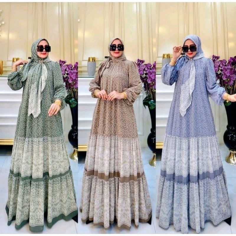 BIANCA SET HIJAB SUPER JUMBO M L XL XXL//GAMIS CERUTY BABYDOLL SET HIJAB SUPER JUMBO FREE HIJAB//BAJ