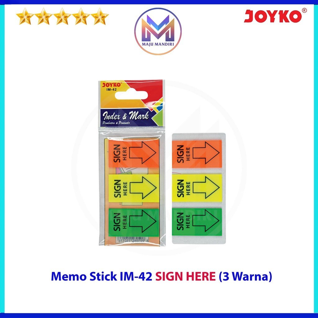 

Memo Stick Joyko IM 42 Sign Here / Plastik Memo Untuk Tanda Tangan