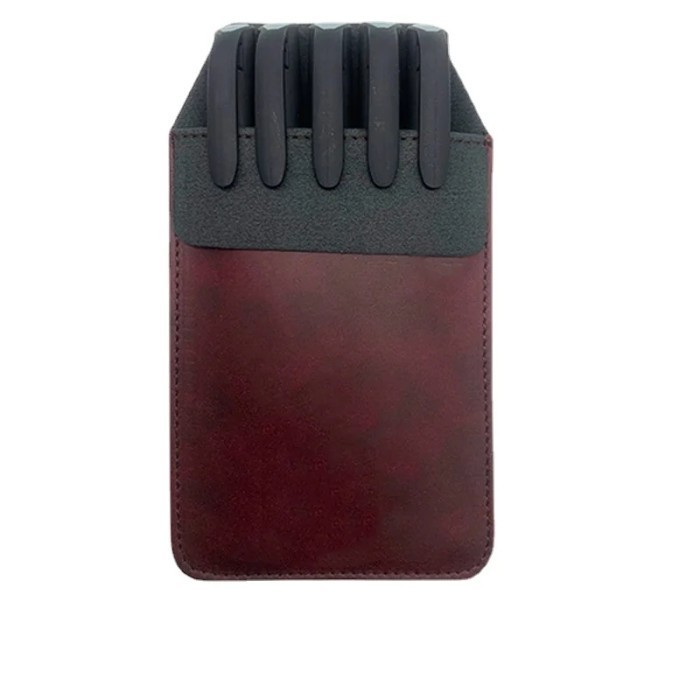 

TERLARIS! Leather Pen Case Sleeve Dompet Tempat Pena Pencil - Merah Marun