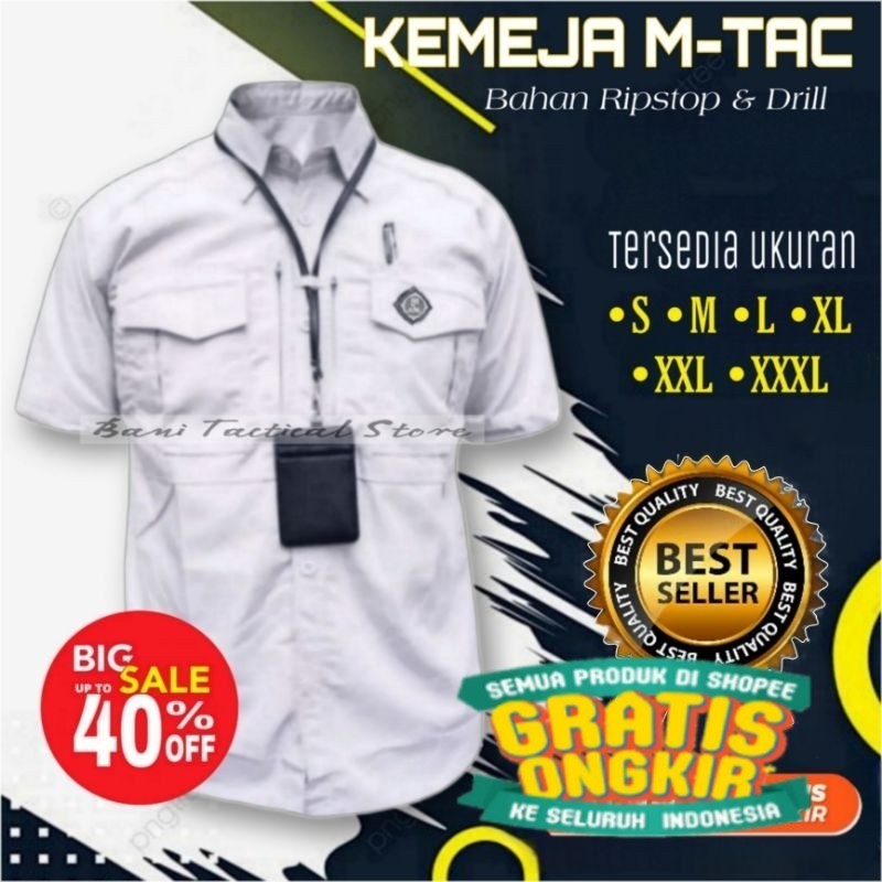 BAJU TACTICAL PRIA M-TAC LENGAN PENDEK / KEMEJA TACTICAL PUTIH PENDEK / KEMEJA PDH / RESKRIM / BUMN/