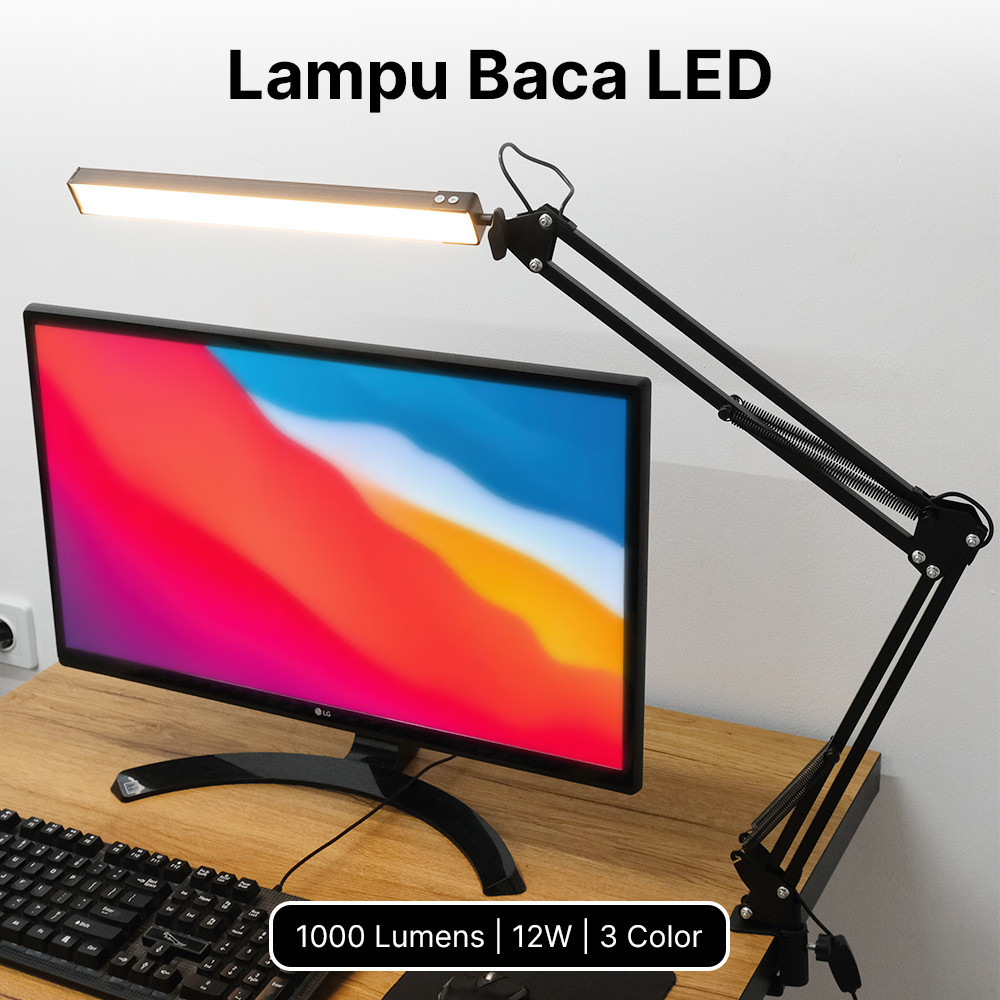 

Ouryes Lampu Baca LED Reading Desk Lamp 1000 Lumens 12W 3 Color - FX310