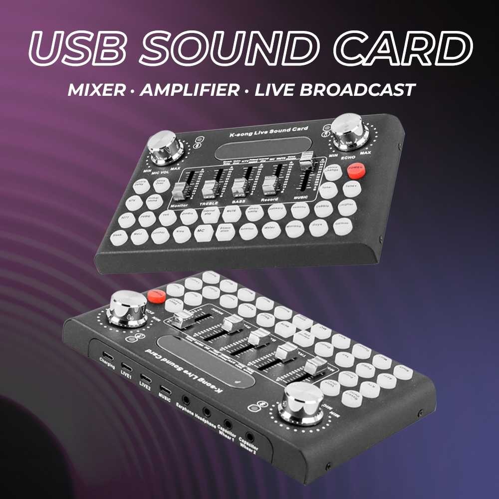 Sound Effect Mixer USB Sound Card Amplifier Bluetooth Live Broadcast - F8
