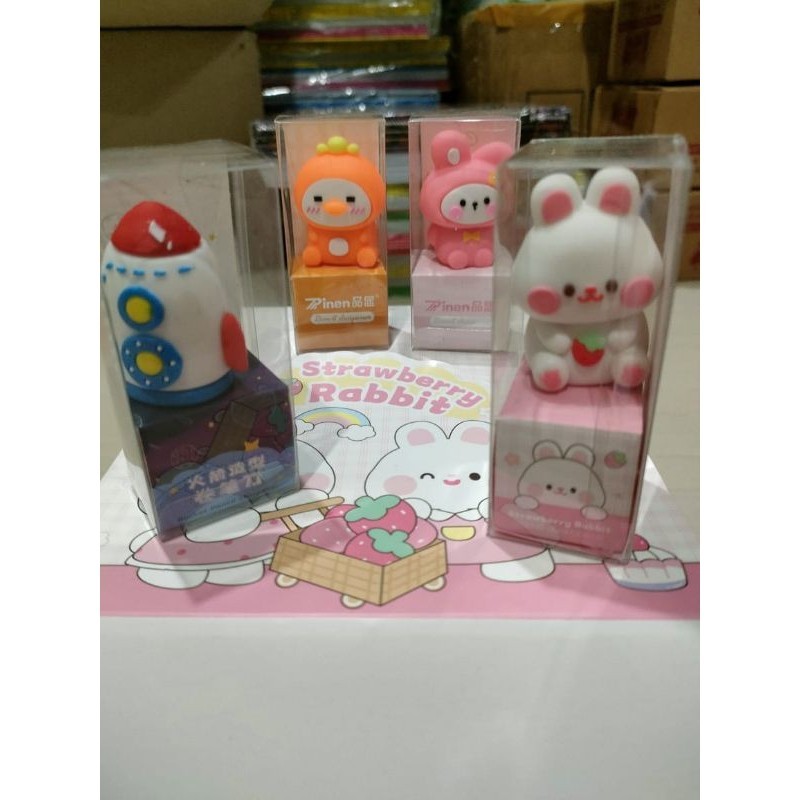 

[ HAPPY GUBUK } Rautan Penghapus karakter Lucu Lucu Dino Bear Outer Space