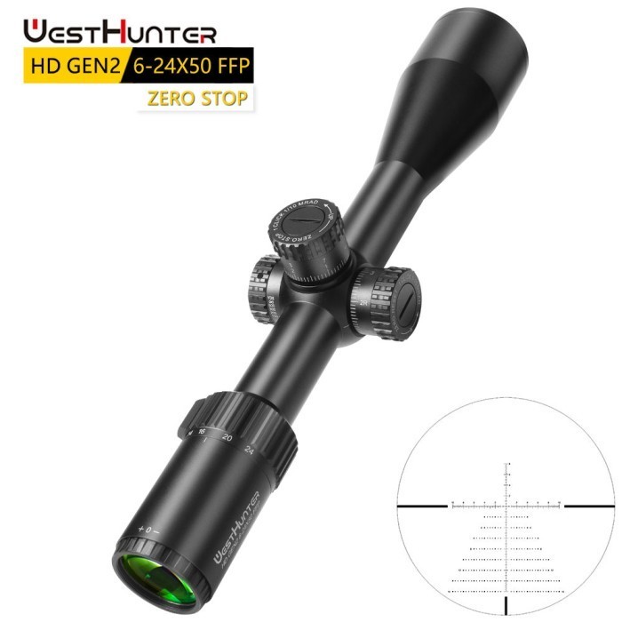 Teleskop WestHunter HD Gen2 6-24x50 FFP Zero Stop Telescope West Hunter