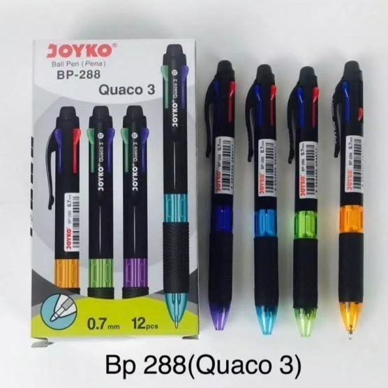 

[Terbaru]ATK Pulpen 4 Warna Joyko BP-288 Quaco 3 0.7 mm (Harga 1 Lusin)