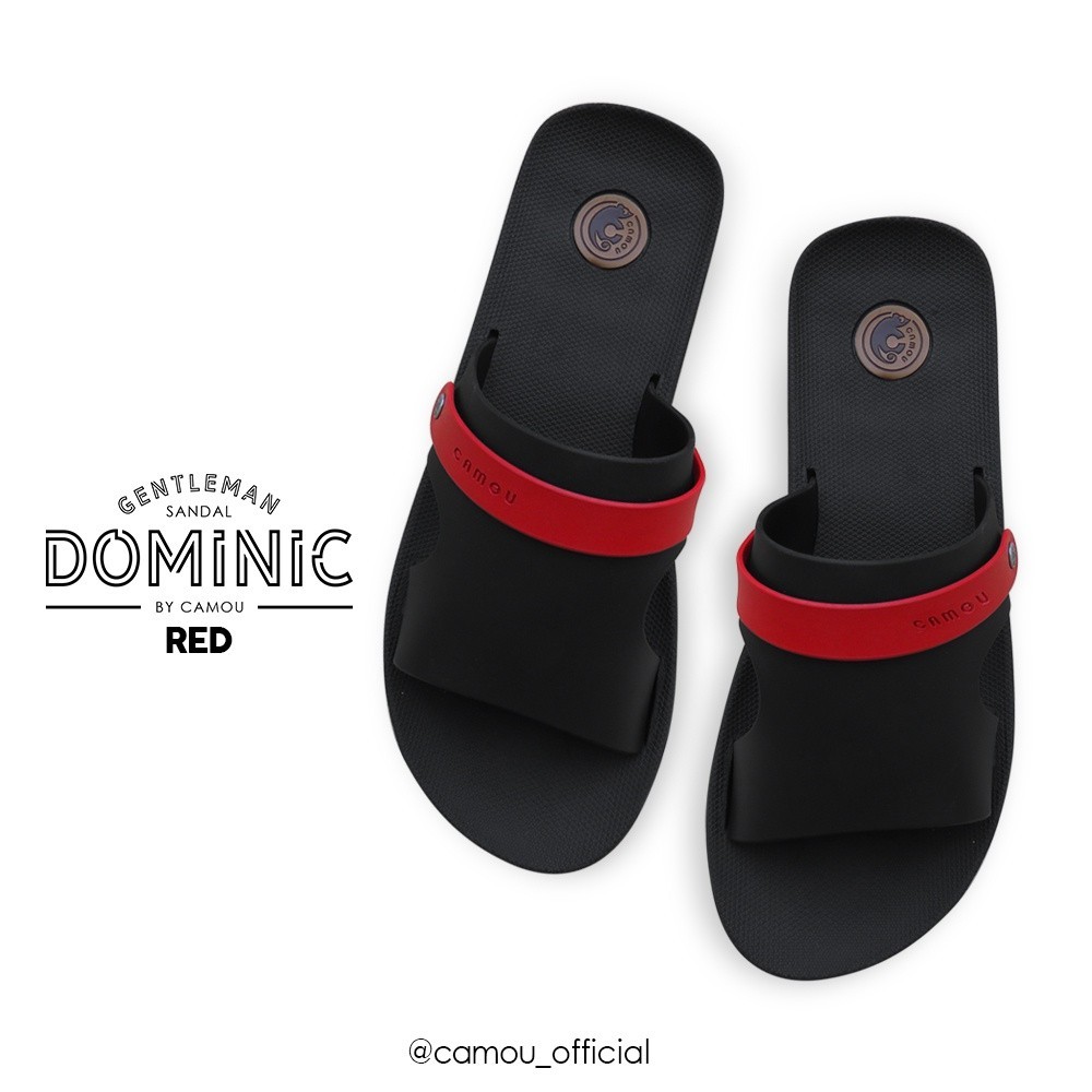 Sandal Camou Pria DOMINIC Hitam-Merah Sandal Selop Pria Sandal Keren Kekinian Sandal Pria CAMOU
