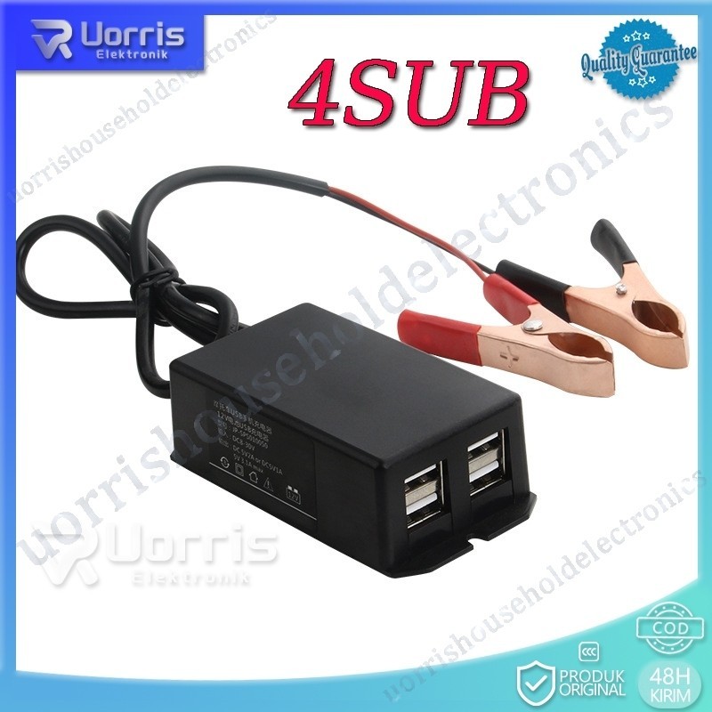 4 USB Charger Aki di Motor - Sambungan Charger HP ke Aki Motor - Casan HP di Motor - Charger Motor