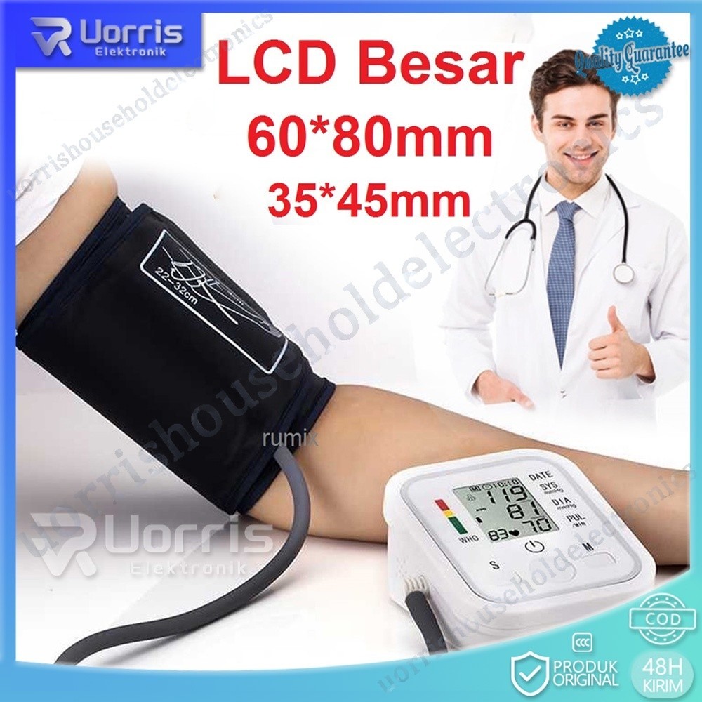 TENSIMETER DIGITAL Alat Ukur Tekanan Tensi Darah Elektrik LCD Display Pengukur Otomatis Tensi BLOOD 