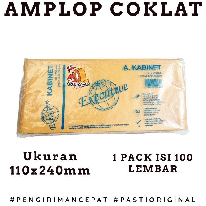 

Amplop Coklat EXECUTIVE A Kabinet 11 x 24 (110 X 240 mm) PER 1 PACK