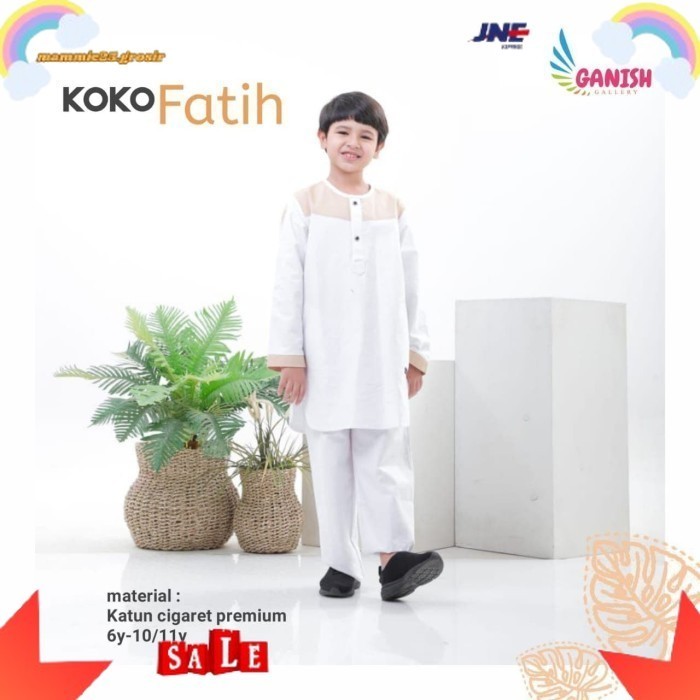 PROMO-Baju koko anak terbaru baju Muslim anak laki warna putih katun premium - LEMON, 4