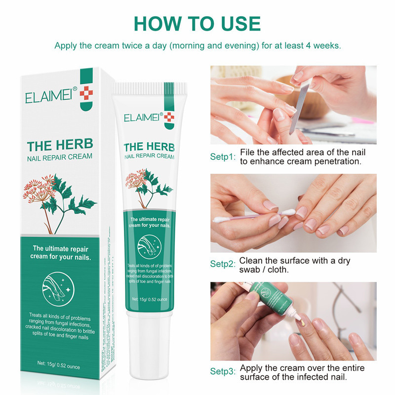 [AW]Elaimei Herb Obat Kuku Rusak Anti Jamur Perawatan Kuku Rusak Nail Repair Cream -COD
